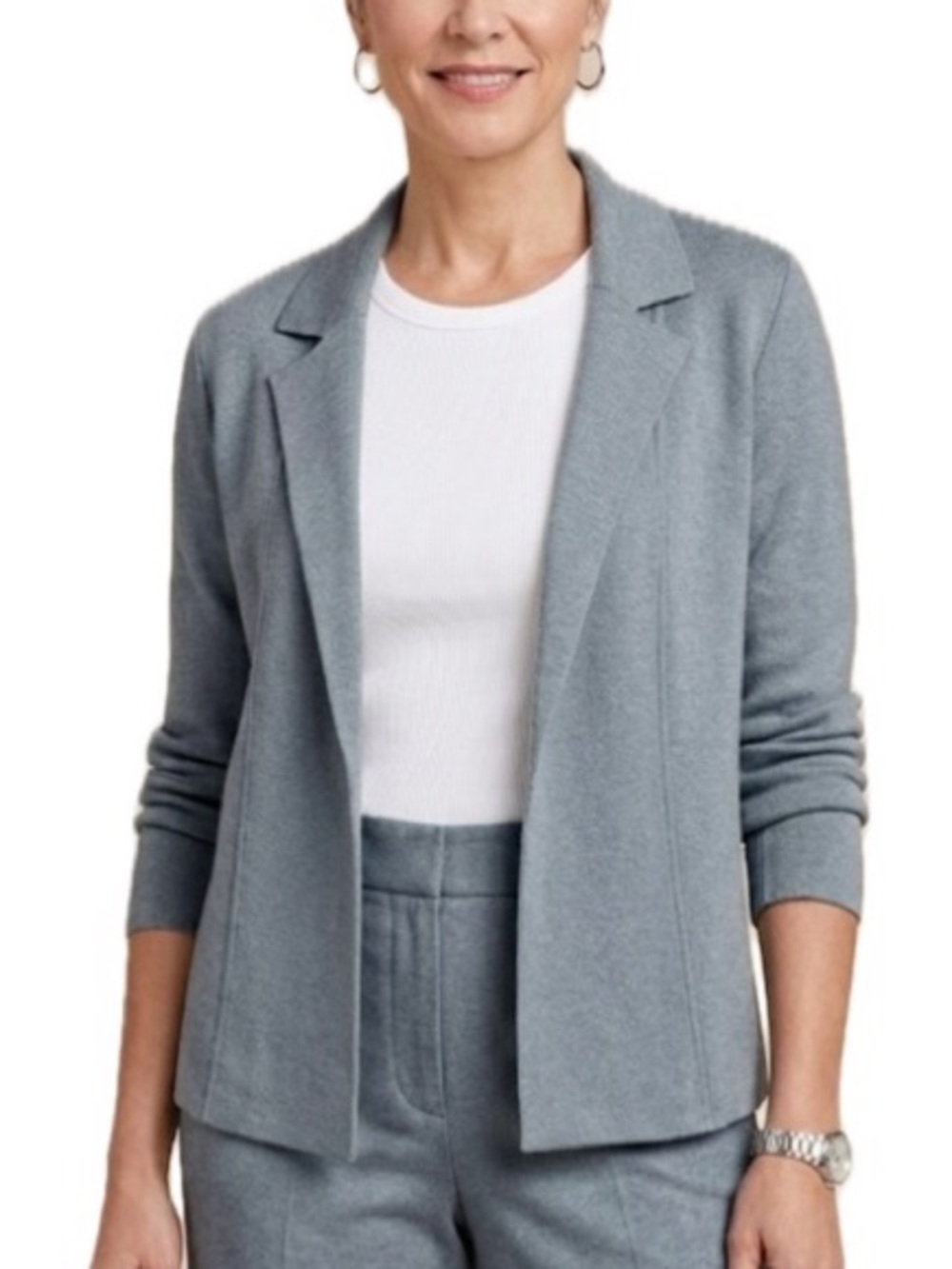 J. Jill Double Knit Cardigan Blazer Size Large Open Waterfall Cropped Sweater